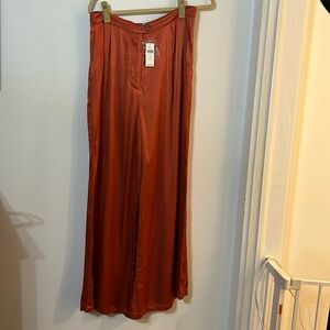 Corey Lynn Calder wide leg burnt orange satin pant in LP